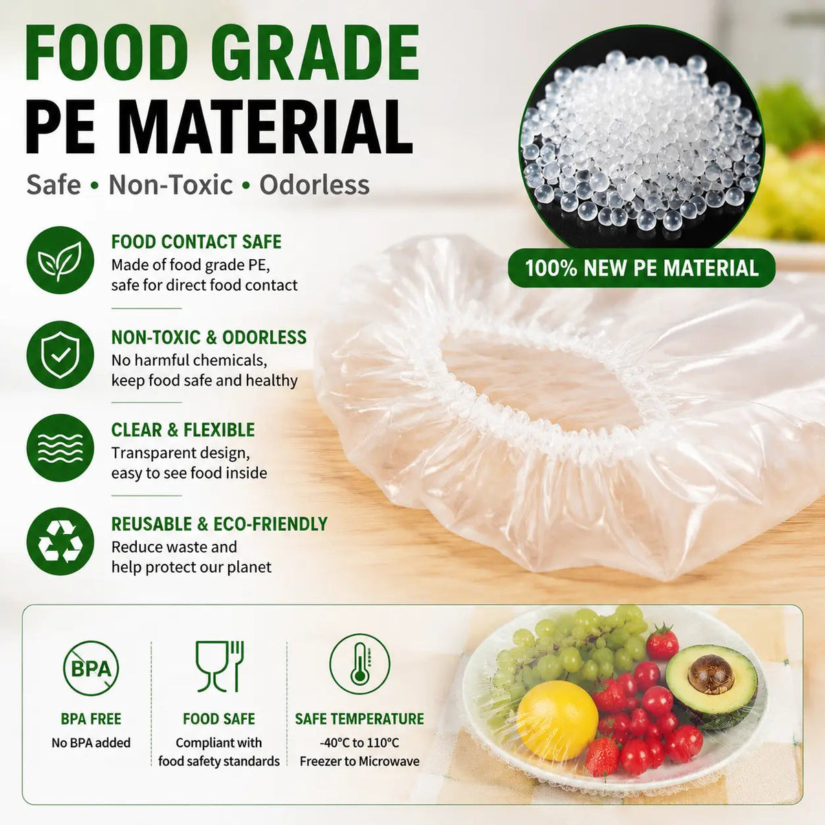 ✨100PCS Disposable Stretch Food Covers for Bowls & Plates
