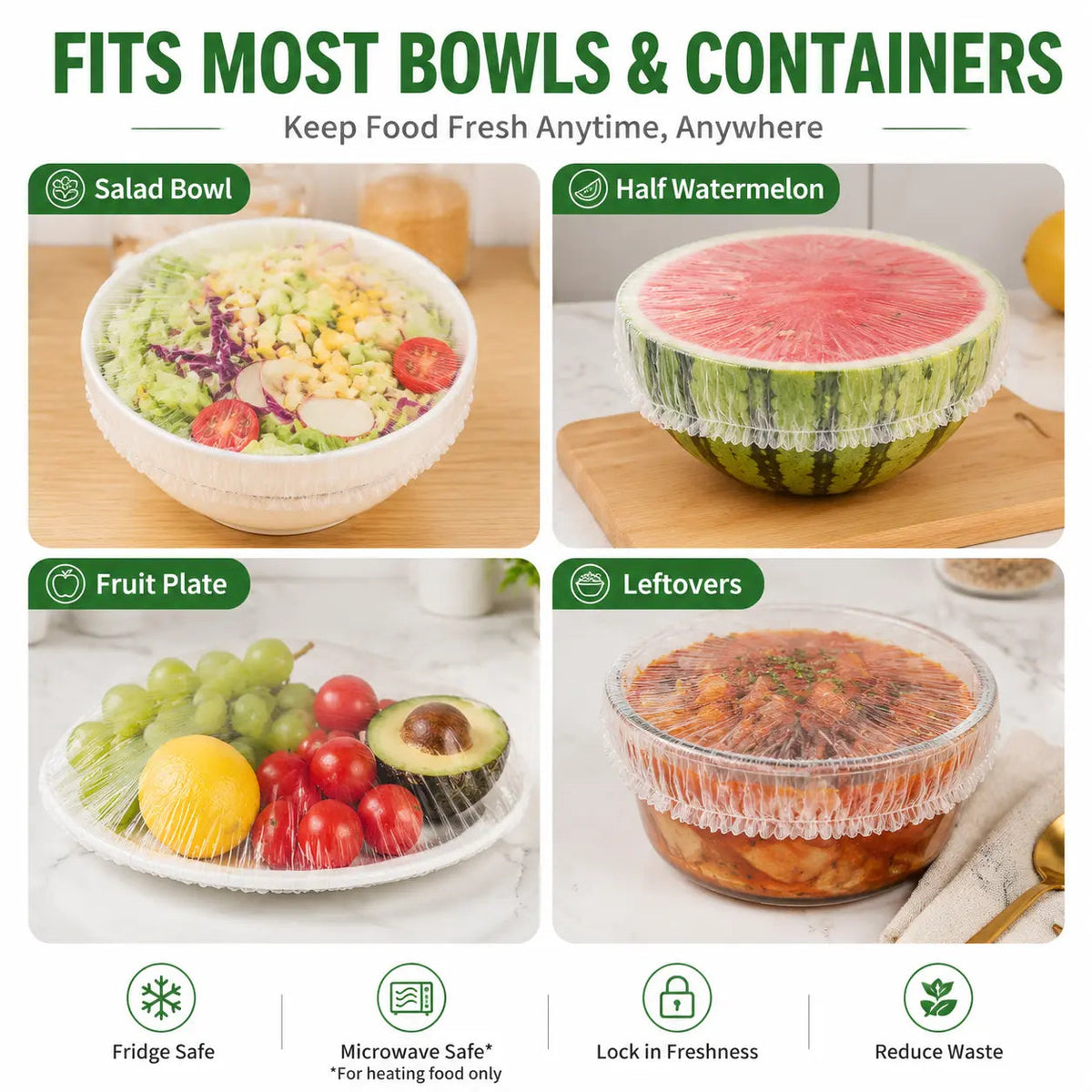 ✨100PCS Disposable Stretch Food Covers for Bowls & Plates