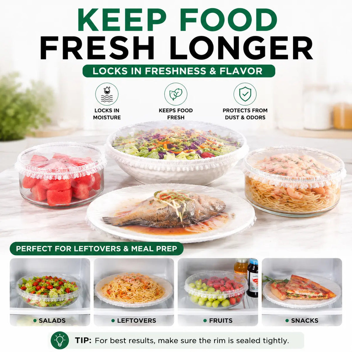 ✨100PCS Disposable Stretch Food Covers for Bowls & Plates