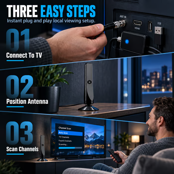 ⚡️ High-Gain Digital HDTV Indoor Antenna with Signal Amplifier – No Subscription, Easy Installation
