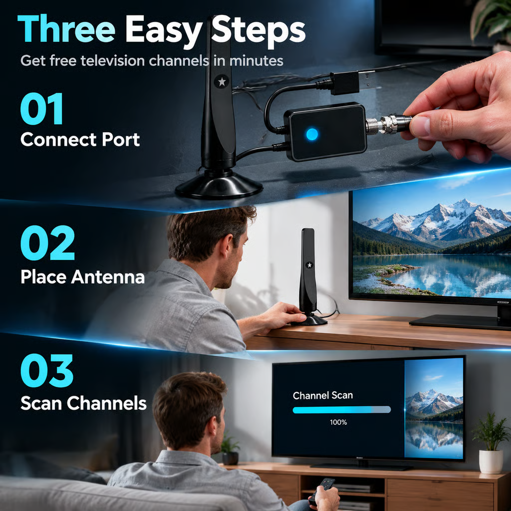 ⚡️ High-Gain Digital HDTV Indoor Antenna with Signal Amplifier – No Subscription, Easy Installation
