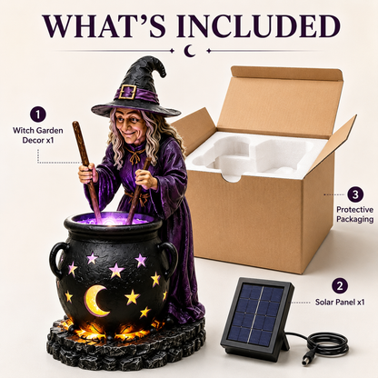 🥳2026 HOT SALE Halloween Witch Glowing Cauldron Solar Light