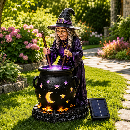 🥳2026 HOT SALE Halloween Witch Glowing Cauldron Solar Light