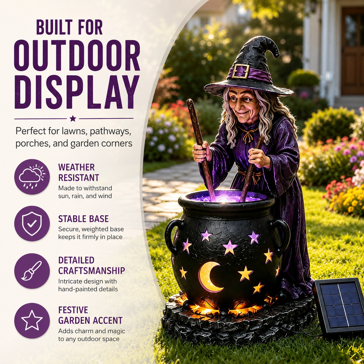 🥳2026 HOT SALE Halloween Witch Glowing Cauldron Solar Light