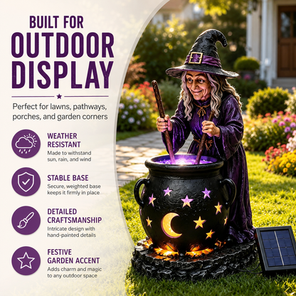 🥳2026 HOT SALE Halloween Witch Glowing Cauldron Solar Light