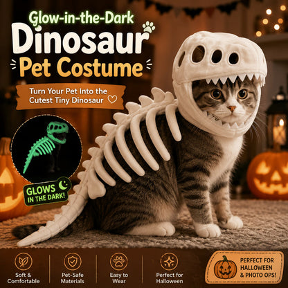 🦖 Glow-in-the-Dark Dinosaur Skeleton Pet Costume