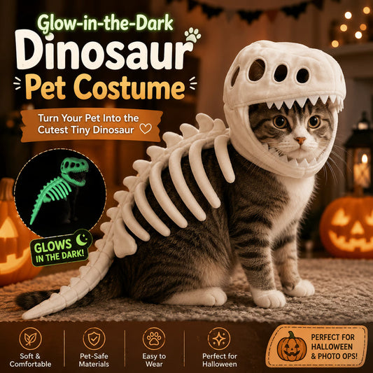 🦖 Glow-in-the-Dark Dinosaur Skeleton Pet Costume