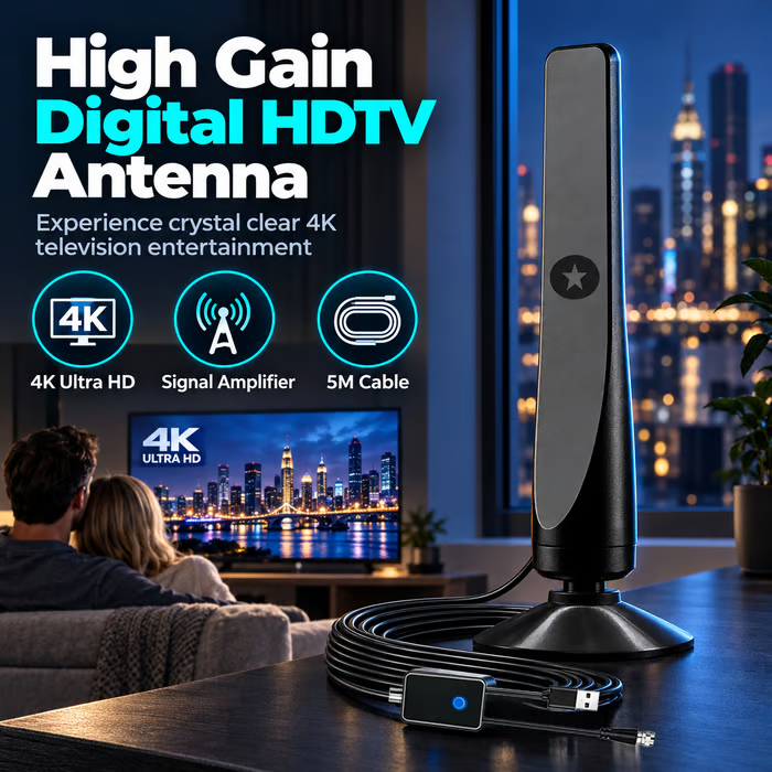 ⚡️ High-Gain Digital HDTV Indoor Antenna with Signal Amplifier – No Subscription, Easy Installation