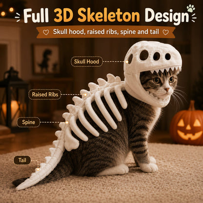 🦖 Glow-in-the-Dark Dinosaur Skeleton Pet Costume