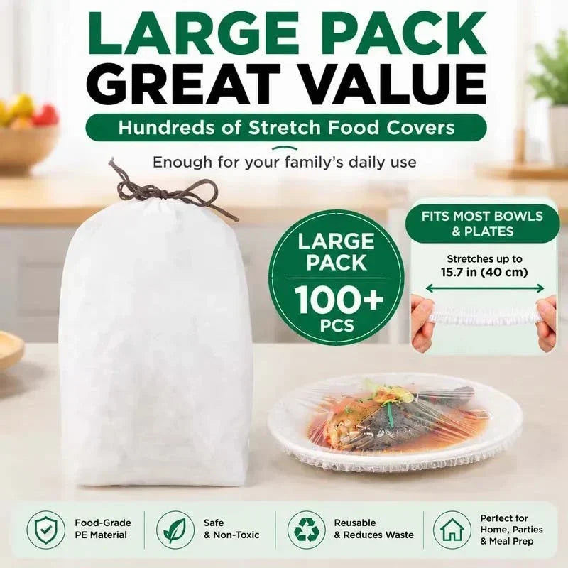 ✨100PCS Disposable Stretch Food Covers for Bowls & Plates
